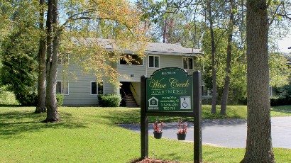 apartments near oswego ny view of wine creek II and III family apartments sign 38 birch lane 315-216-4231 tdd-711 leasing office located in bldg 45 from two plus four management