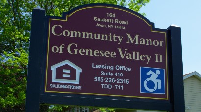 Senior Apartments near Avon NY thumbnail image of community manor II sign office suite 410 phone 585-226-2315 164 sackett road tdd 711 accessible equal housing opportunity from two plus four management