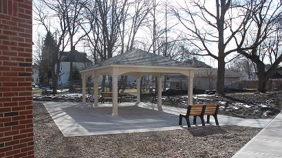 Senior Apartments near East Syracuse NY thumbnail image of heman street school apartments outdoor pavilion from two plus four management