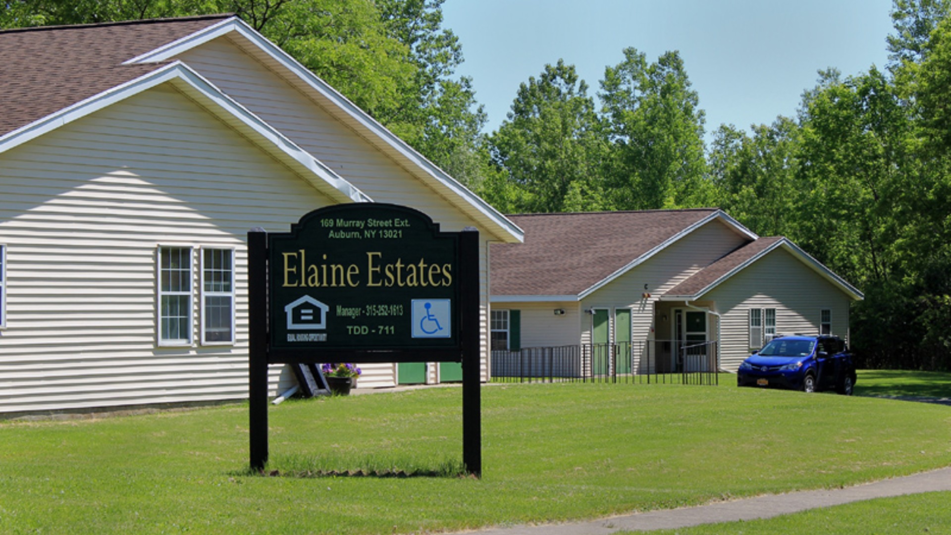 Apartments for rent near auburn ny image of elaine estates sign 169 murray street ext auburn ny 13021 315-252-1613 tdd-711 equal housing opportunity and accessible managed by two plus four management