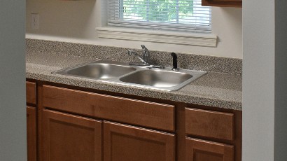 Townhomes near Johnson City NY thumbnail image of fairmont park family townhomes kitchen sink from two plus four management