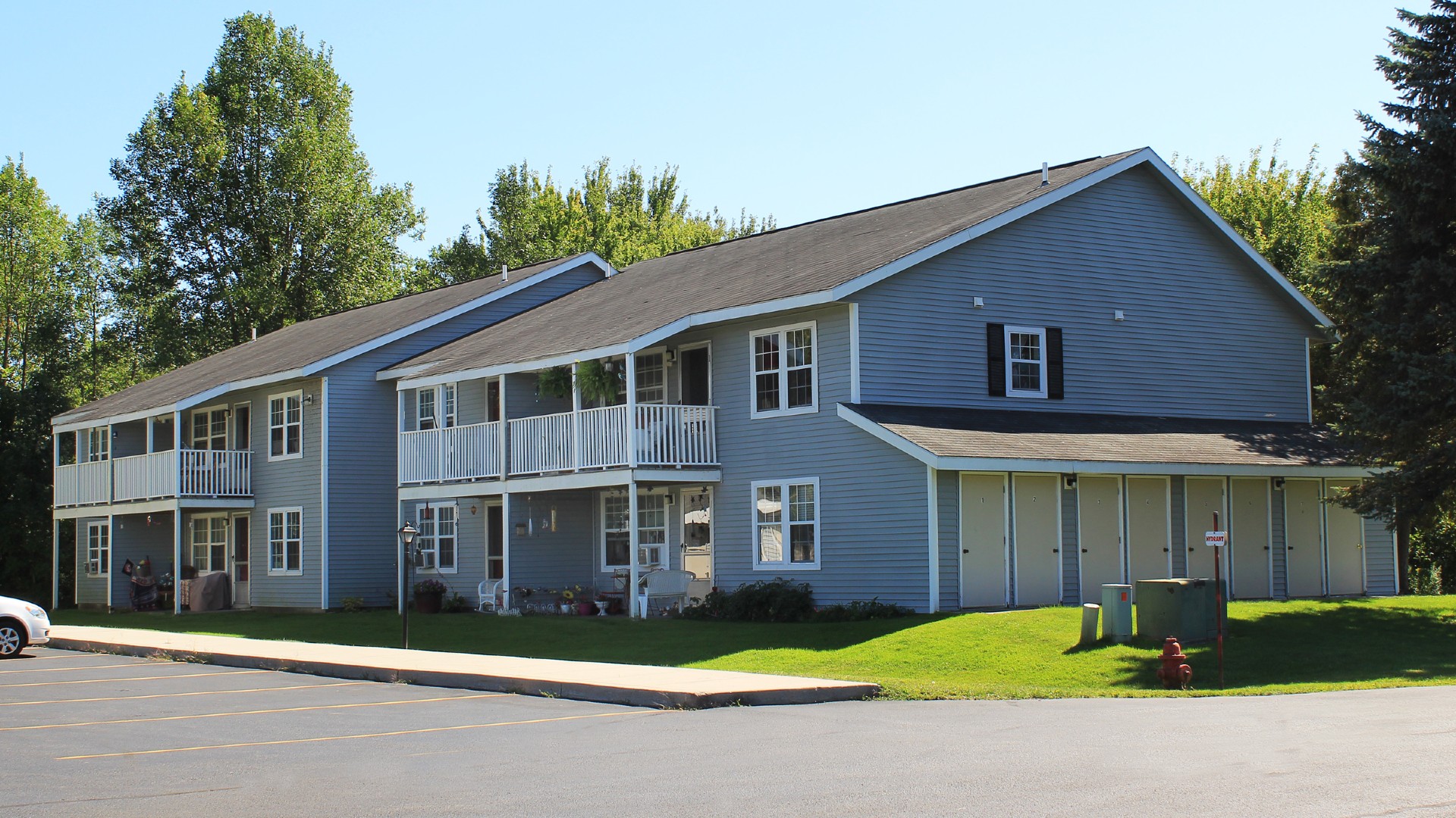 Apartments near Sackets Harbor NY street view of shipyard family apartments for two plus four management