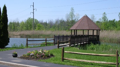 Senior Housing near East Syracuse NY thumbnail image of colonial village senior apartments gazebo from two plus four management