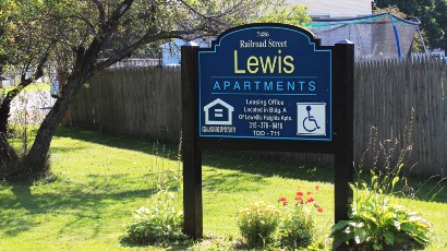 Apartments near Lowville NY thumbnail image of lewis and lowville heights family apartments welcome sign from two plus four management